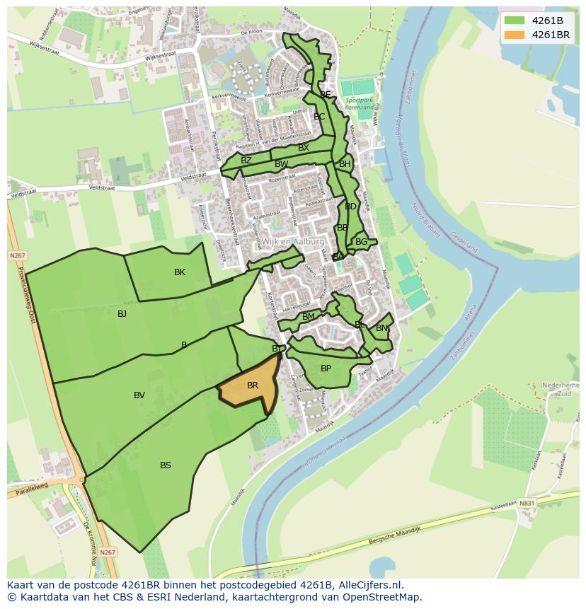 Afbeelding van het postcodegebied 4261 BR op de kaart.