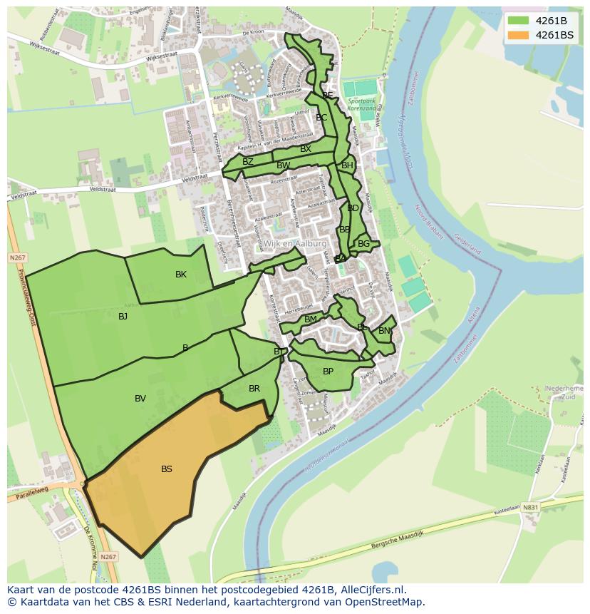 Afbeelding van het postcodegebied 4261 BS op de kaart.