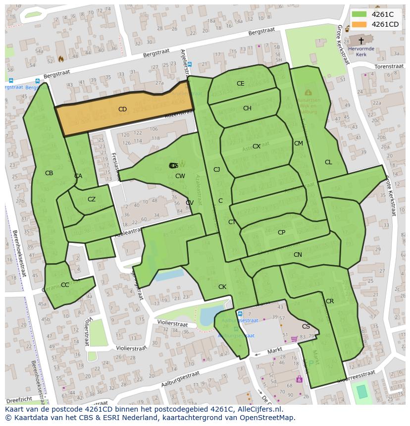 Afbeelding van het postcodegebied 4261 CD op de kaart.