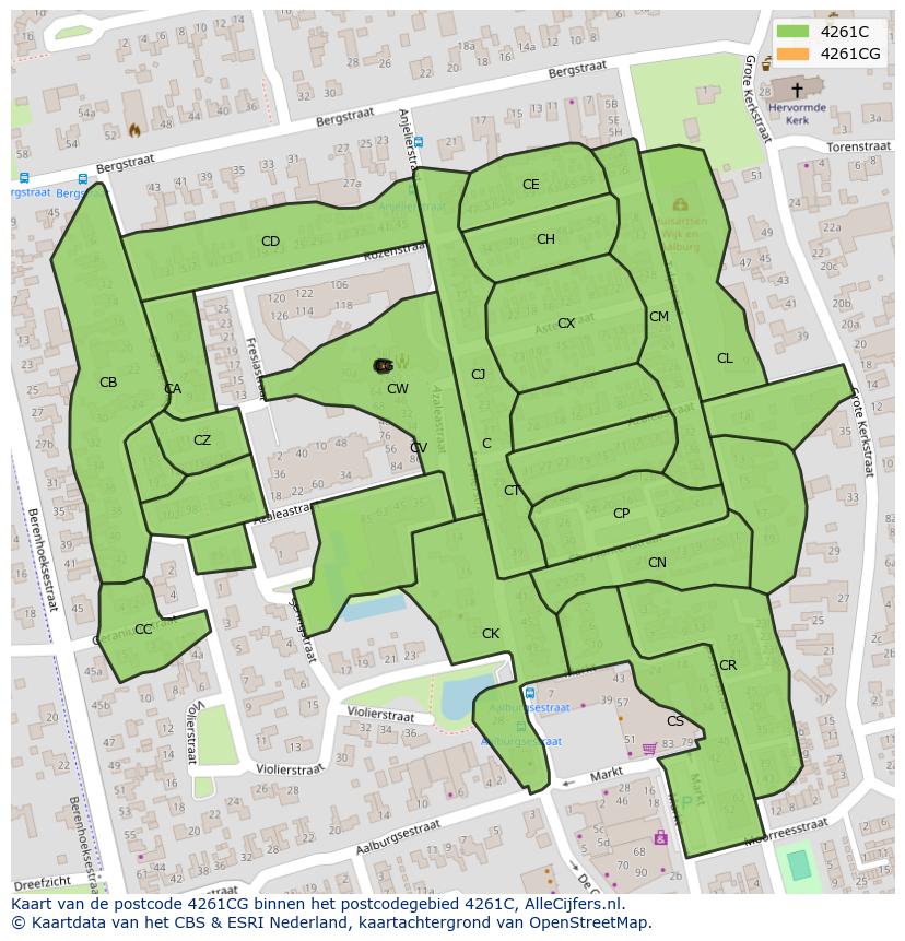 Afbeelding van het postcodegebied 4261 CG op de kaart.