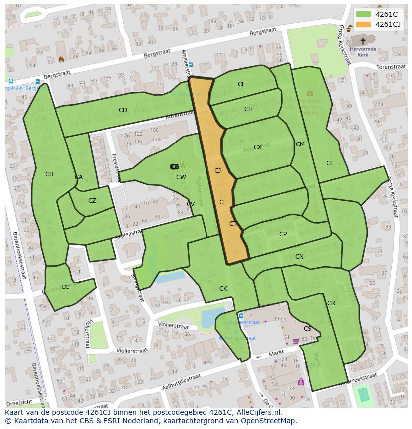 Afbeelding van het postcodegebied 4261 CJ op de kaart.