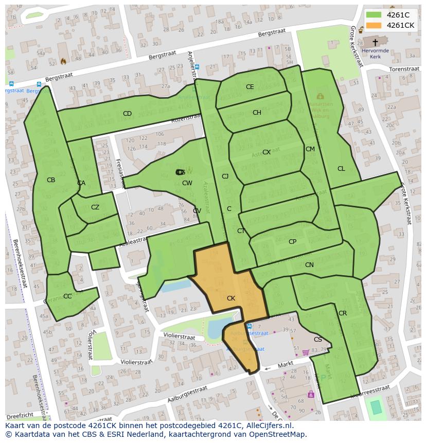 Afbeelding van het postcodegebied 4261 CK op de kaart.