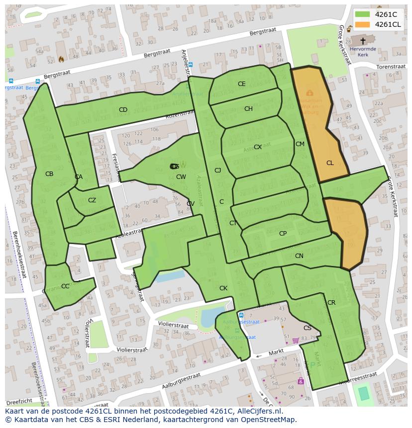 Afbeelding van het postcodegebied 4261 CL op de kaart.