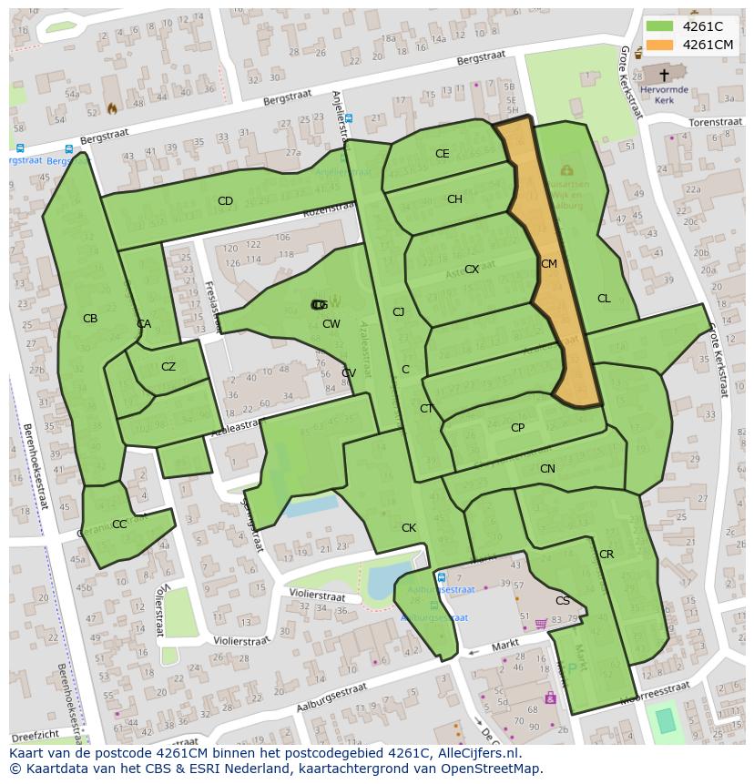 Afbeelding van het postcodegebied 4261 CM op de kaart.