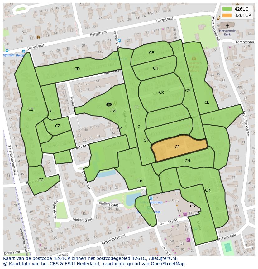 Afbeelding van het postcodegebied 4261 CP op de kaart.