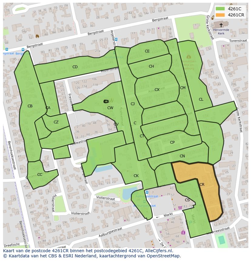 Afbeelding van het postcodegebied 4261 CR op de kaart.
