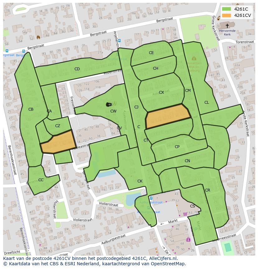 Afbeelding van het postcodegebied 4261 CV op de kaart.