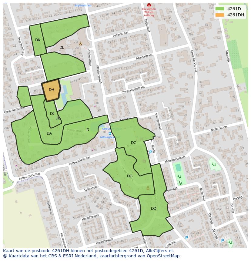 Afbeelding van het postcodegebied 4261 DH op de kaart.