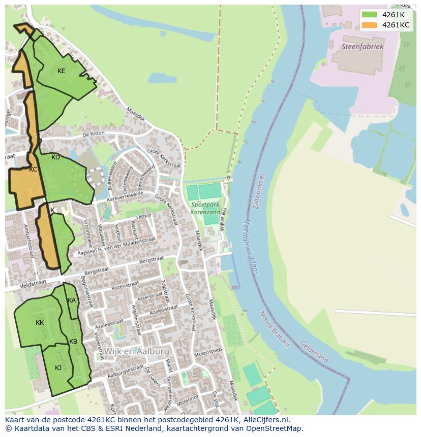 Afbeelding van het postcodegebied 4261 KC op de kaart.