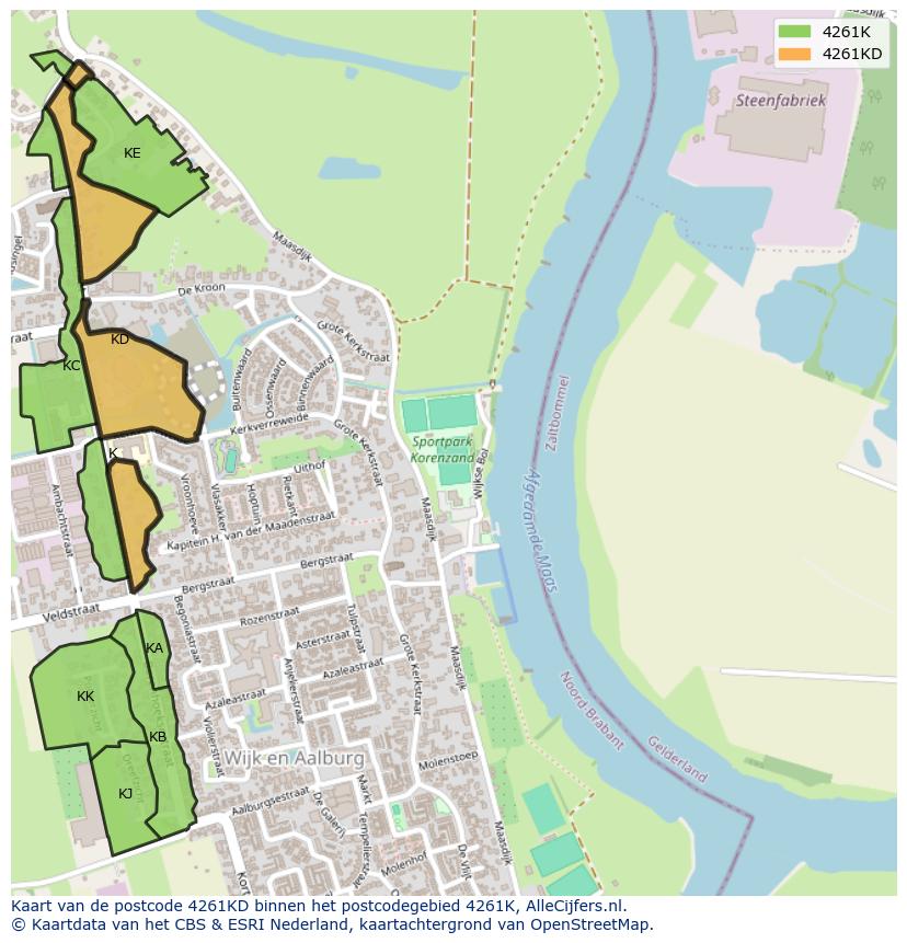 Afbeelding van het postcodegebied 4261 KD op de kaart.