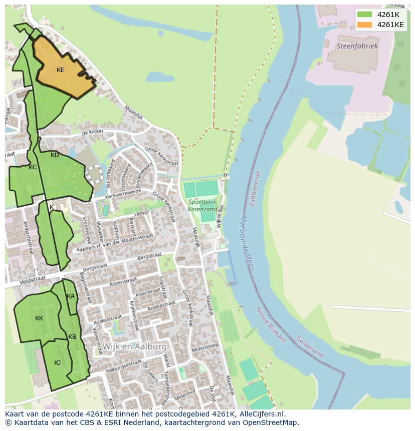 Afbeelding van het postcodegebied 4261 KE op de kaart.