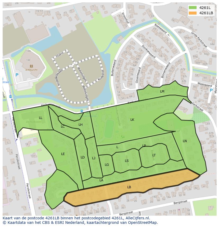 Afbeelding van het postcodegebied 4261 LB op de kaart.