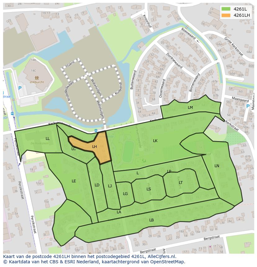 Afbeelding van het postcodegebied 4261 LH op de kaart.