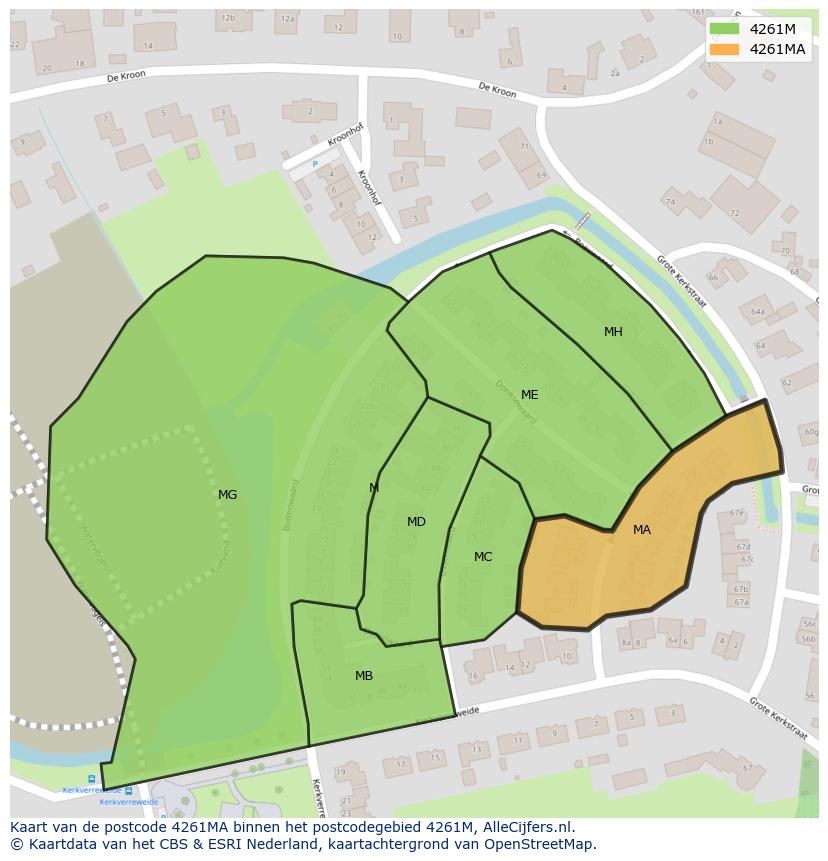 Afbeelding van het postcodegebied 4261 MA op de kaart.
