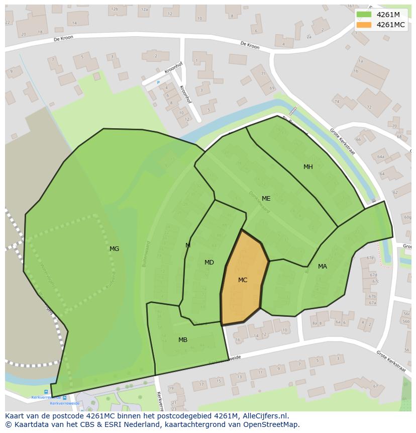 Afbeelding van het postcodegebied 4261 MC op de kaart.