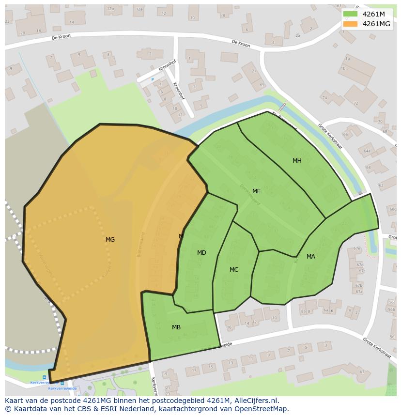 Afbeelding van het postcodegebied 4261 MG op de kaart.