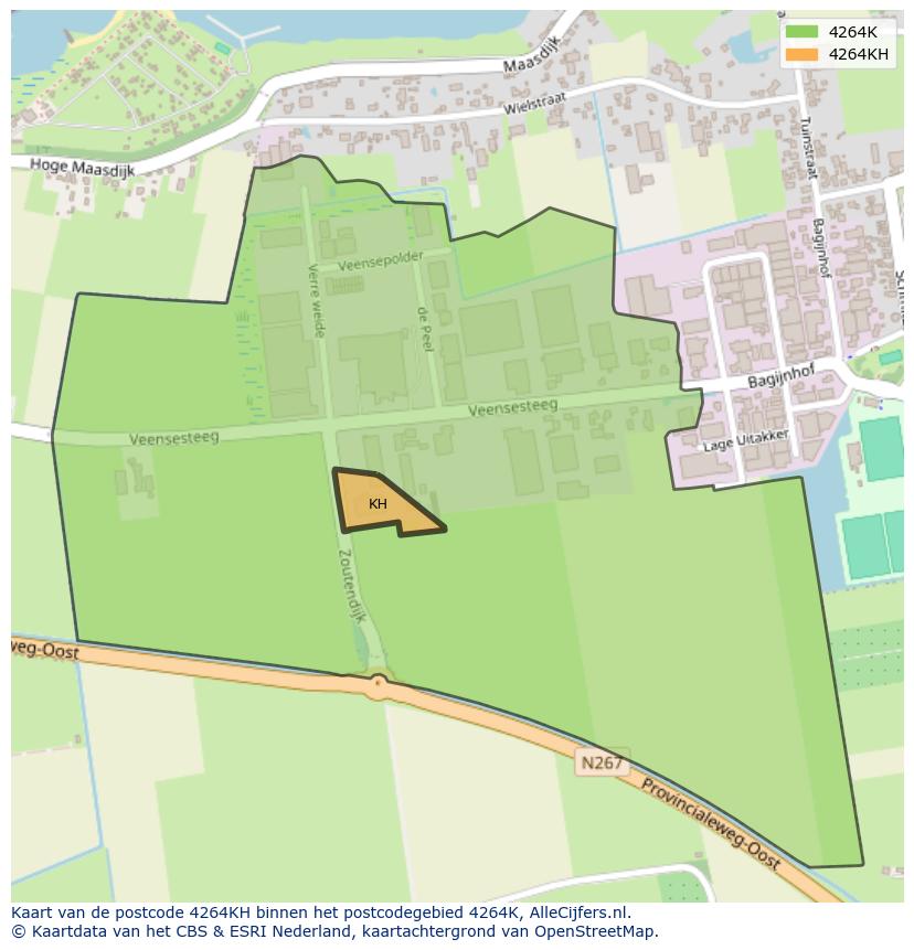 Afbeelding van het postcodegebied 4264 KH op de kaart.