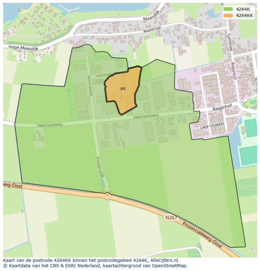 Afbeelding van het postcodegebied 4264 KK op de kaart.