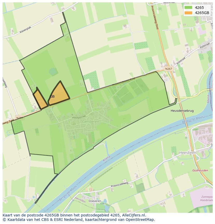 Afbeelding van het postcodegebied 4265 GB op de kaart.