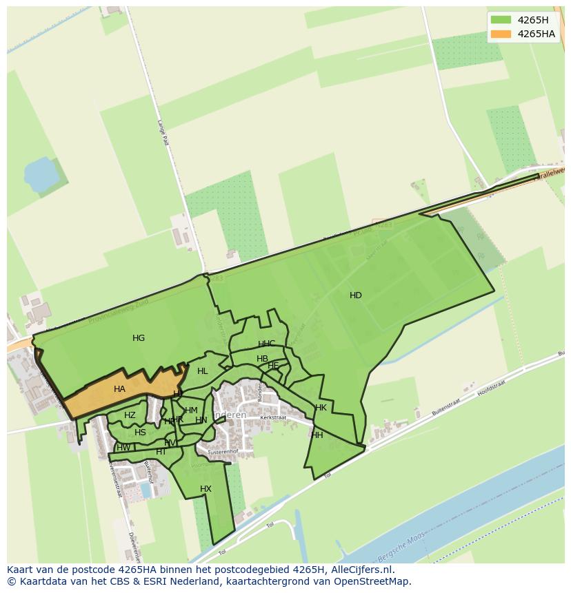 Afbeelding van het postcodegebied 4265 HA op de kaart.