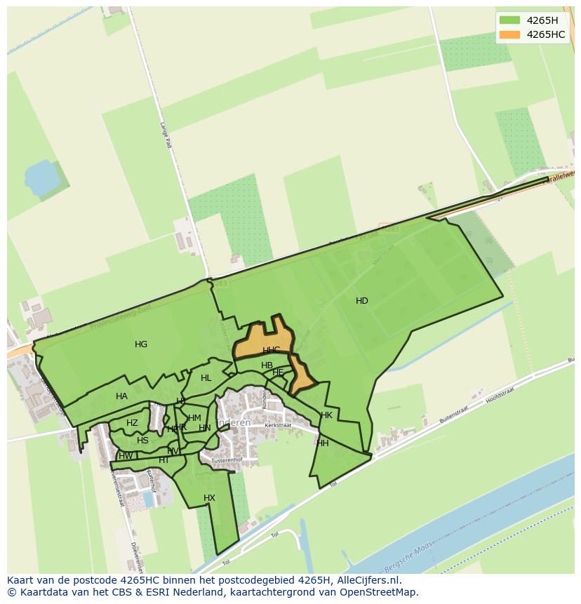 Afbeelding van het postcodegebied 4265 HC op de kaart.