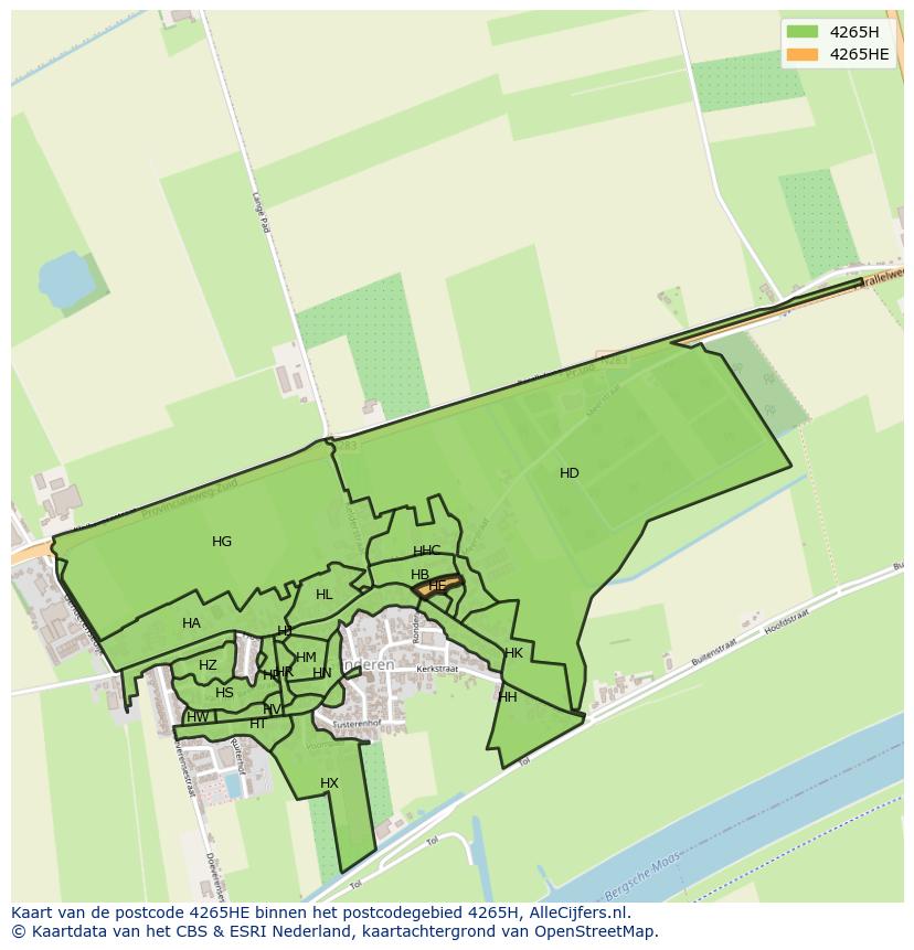 Afbeelding van het postcodegebied 4265 HE op de kaart.