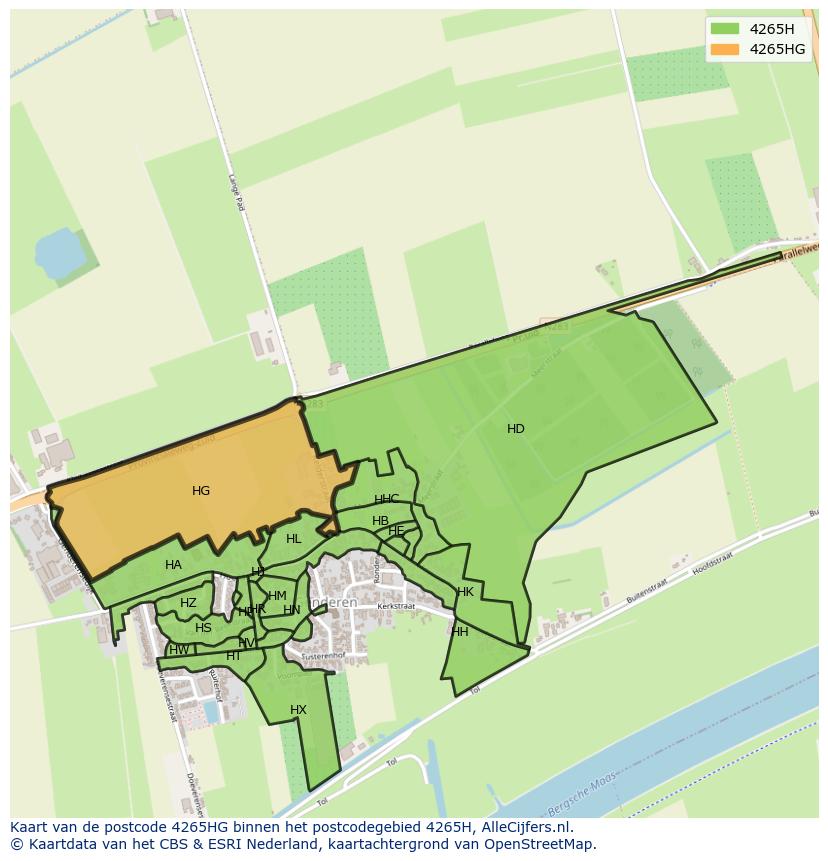 Afbeelding van het postcodegebied 4265 HG op de kaart.