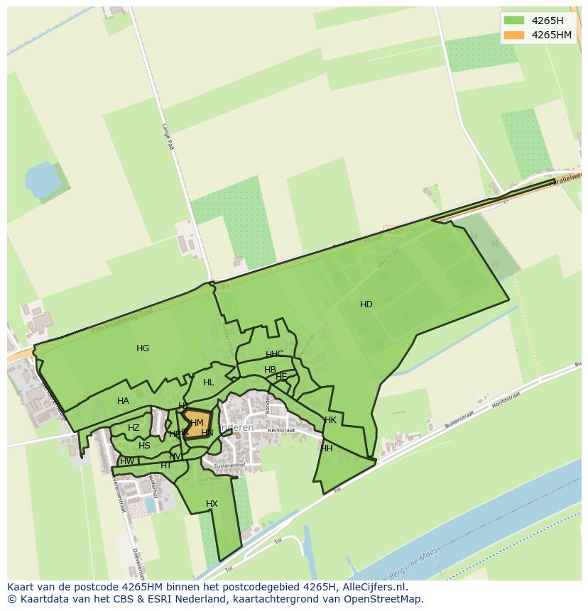 Afbeelding van het postcodegebied 4265 HM op de kaart.