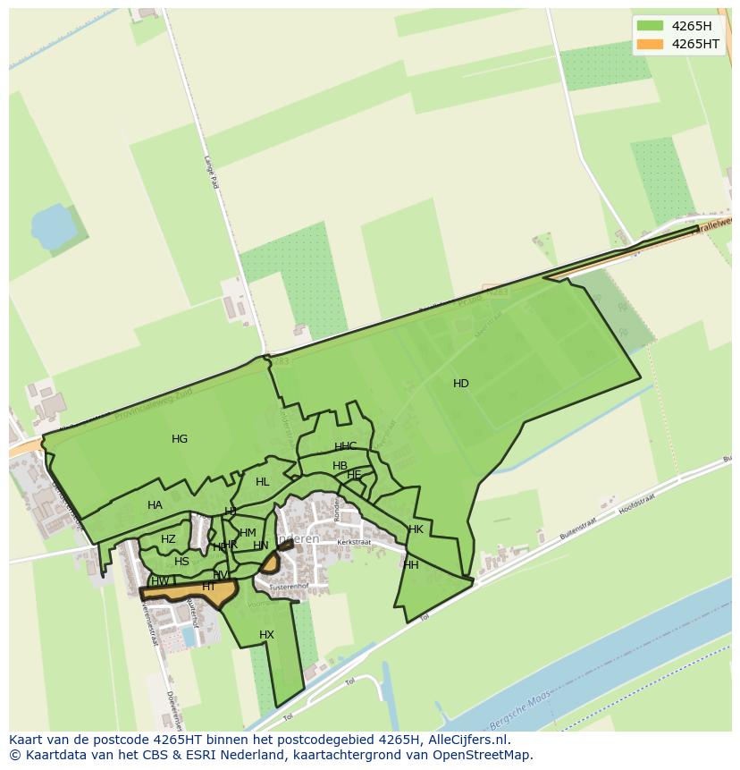 Afbeelding van het postcodegebied 4265 HT op de kaart.