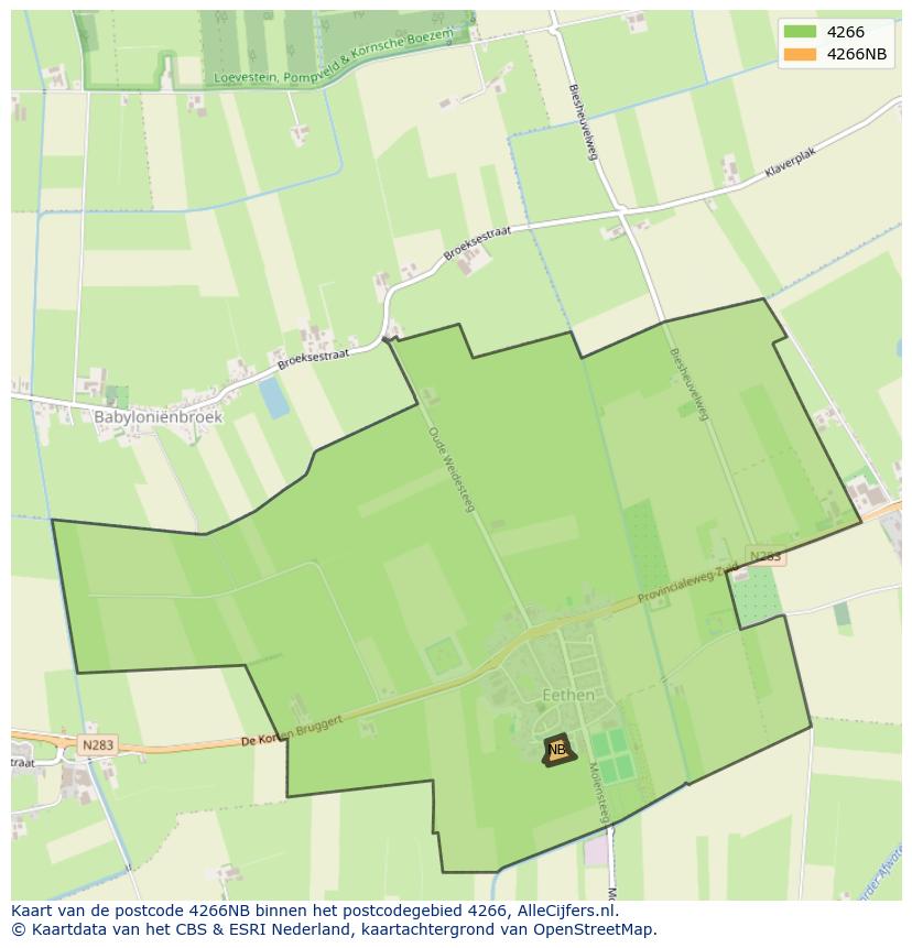 Afbeelding van het postcodegebied 4266 NB op de kaart.