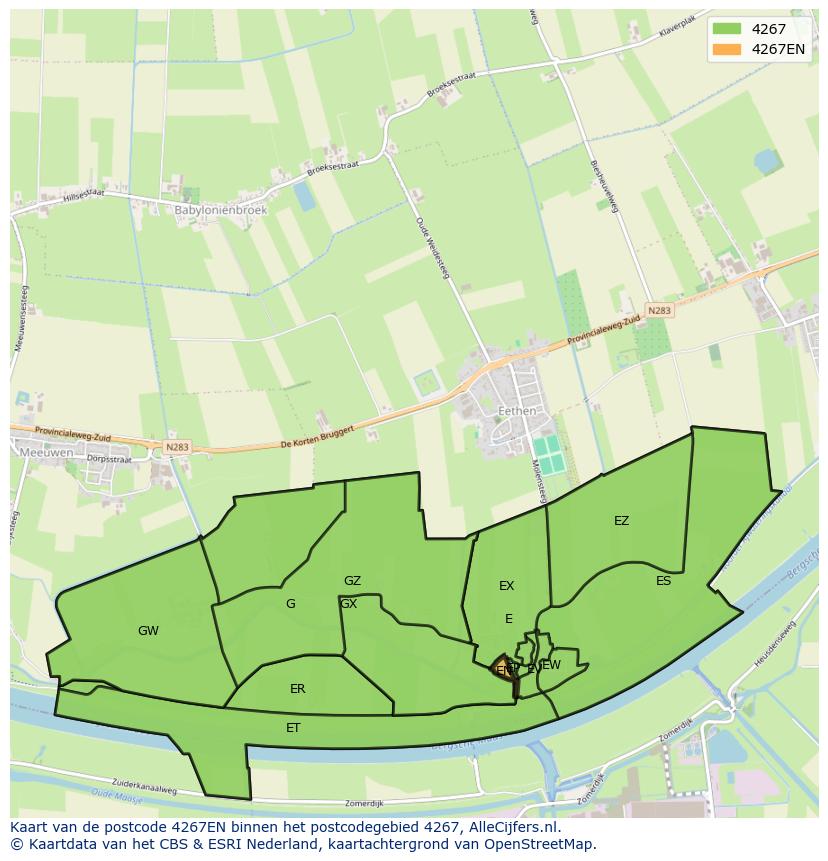 Afbeelding van het postcodegebied 4267 EN op de kaart.