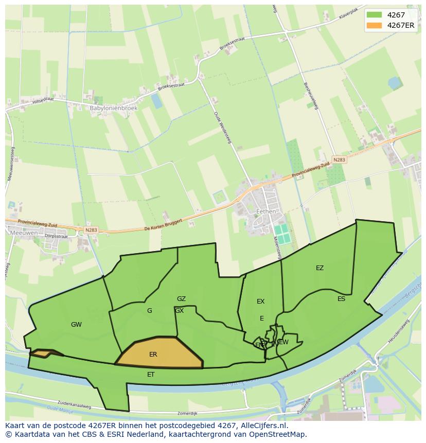 Afbeelding van het postcodegebied 4267 ER op de kaart.