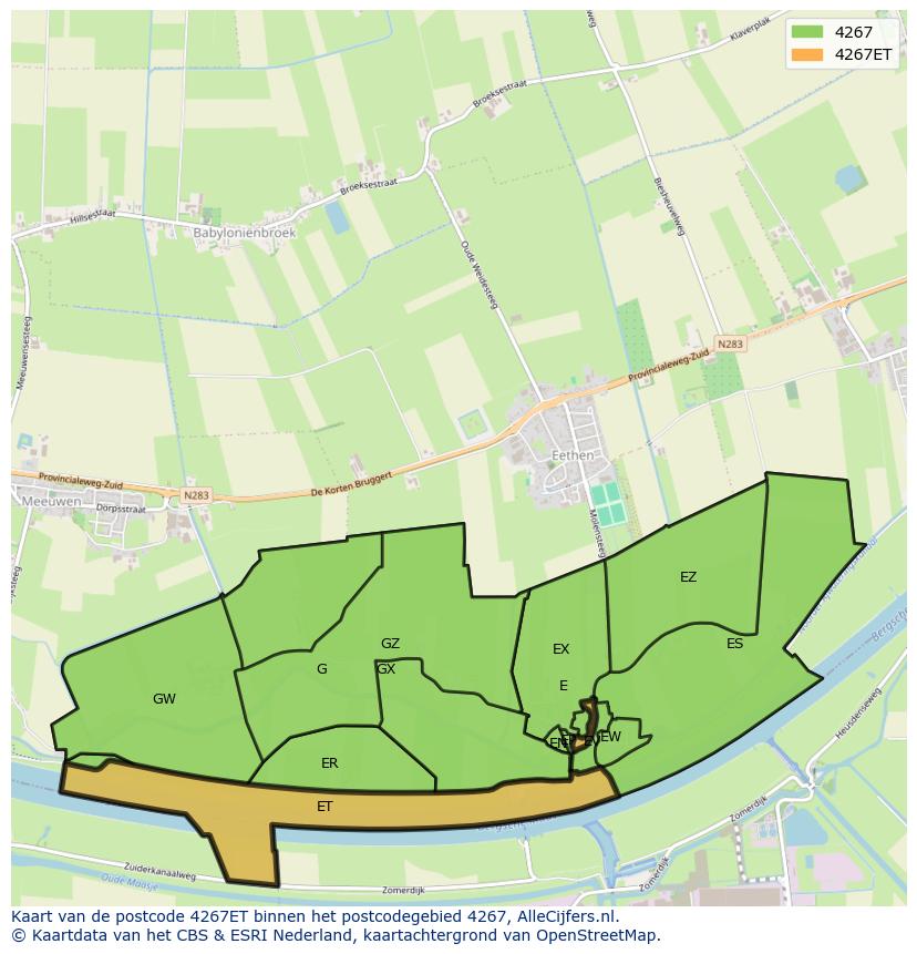 Afbeelding van het postcodegebied 4267 ET op de kaart.