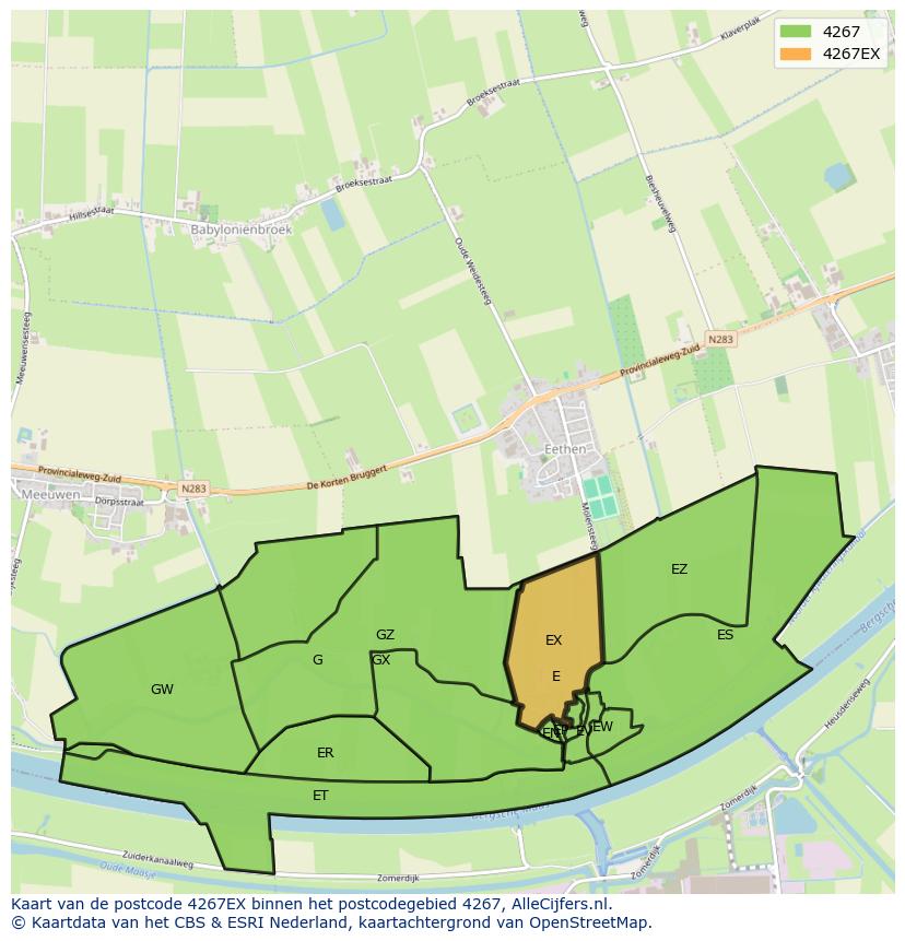 Afbeelding van het postcodegebied 4267 EX op de kaart.
