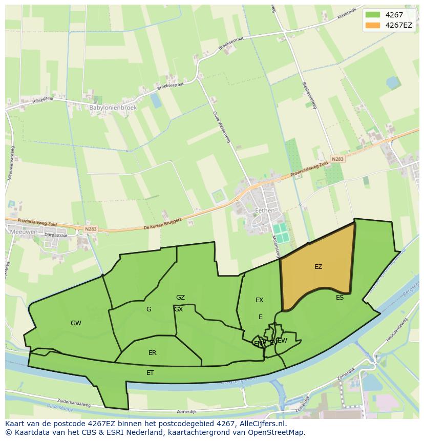 Afbeelding van het postcodegebied 4267 EZ op de kaart.