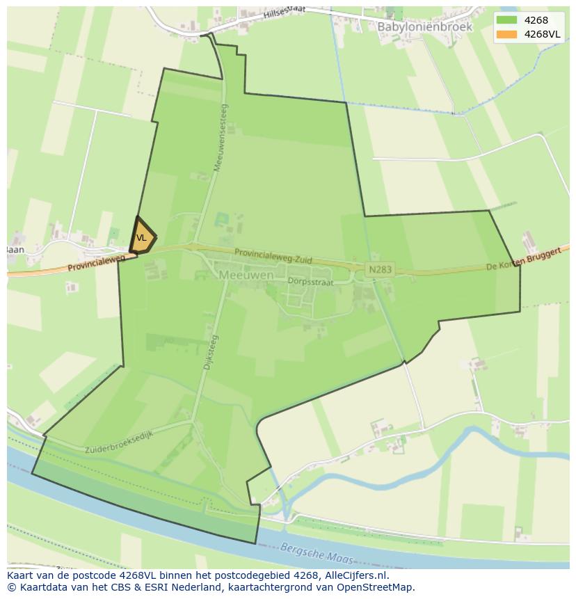 Afbeelding van het postcodegebied 4268 VL op de kaart.