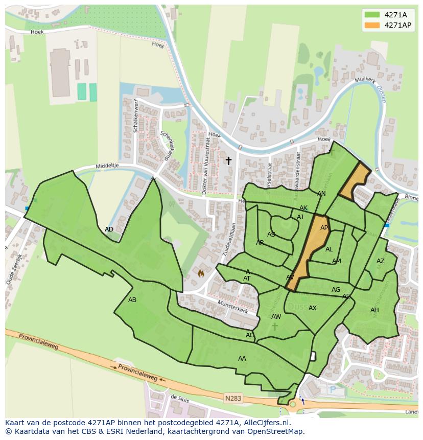 Afbeelding van het postcodegebied 4271 AP op de kaart.