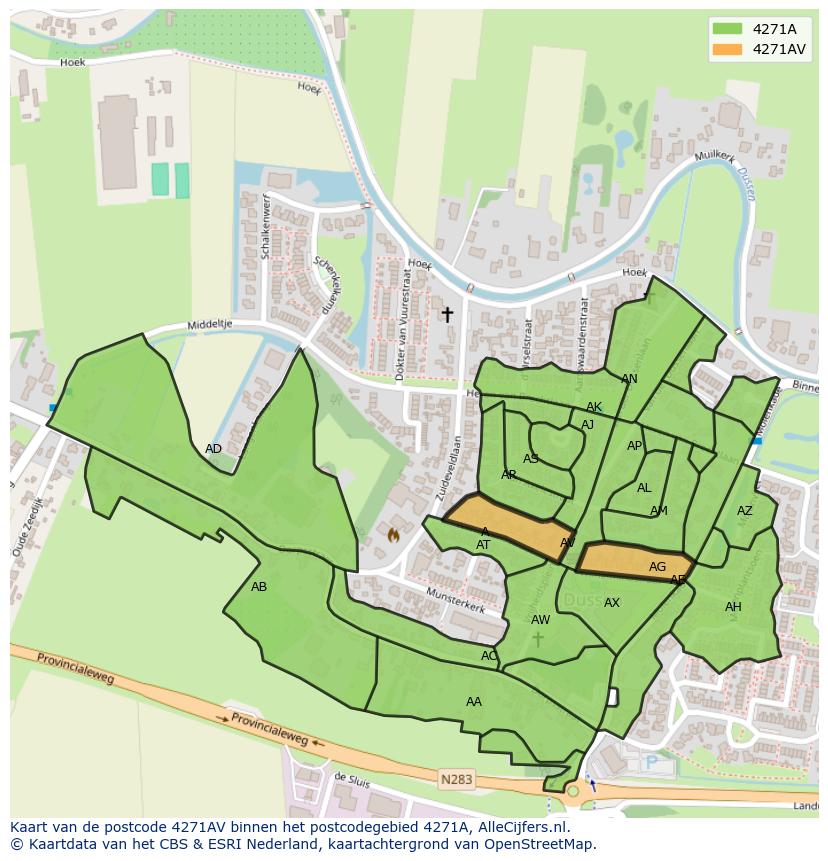 Afbeelding van het postcodegebied 4271 AV op de kaart.