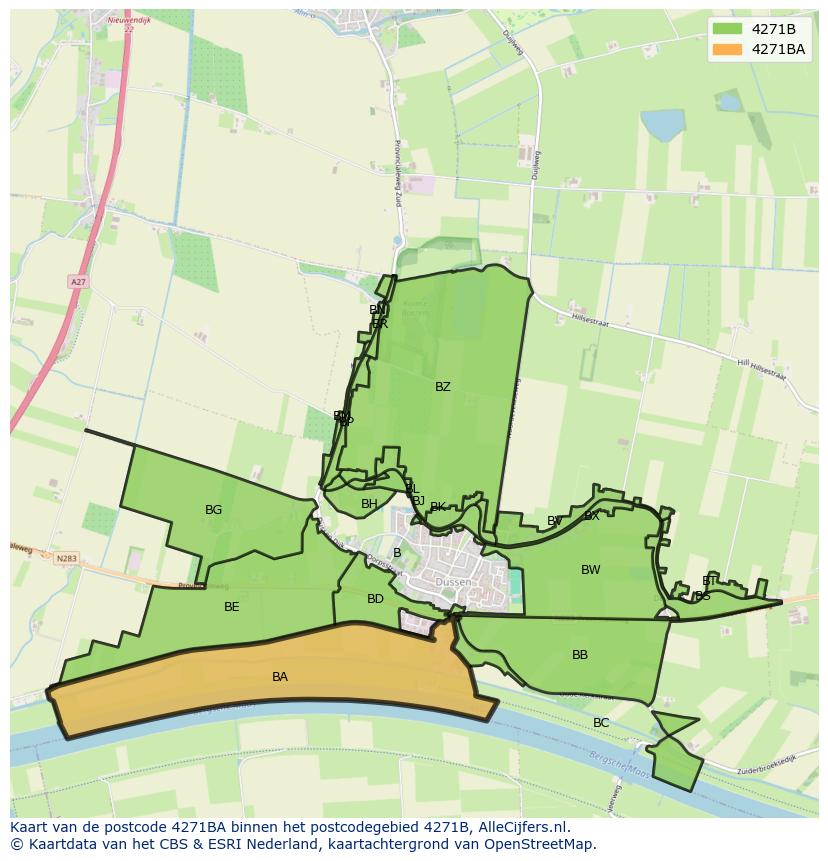 Afbeelding van het postcodegebied 4271 BA op de kaart.