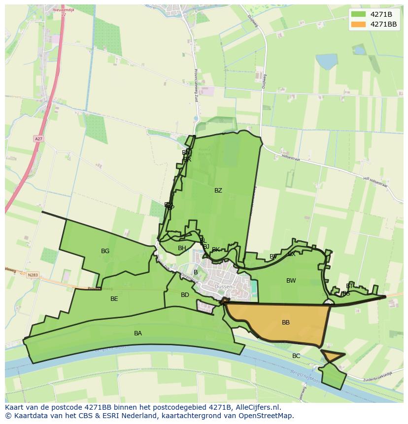 Afbeelding van het postcodegebied 4271 BB op de kaart.