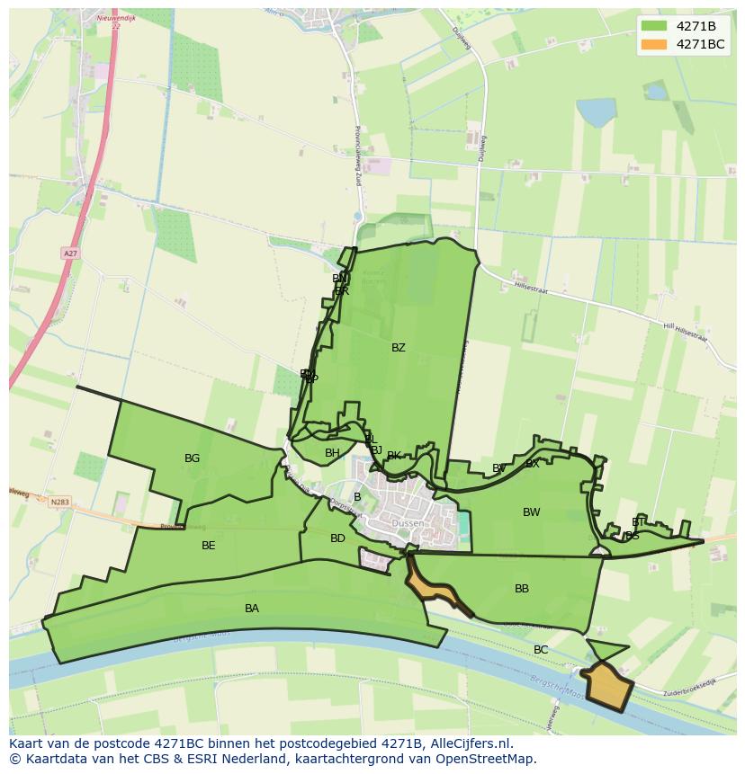 Afbeelding van het postcodegebied 4271 BC op de kaart.