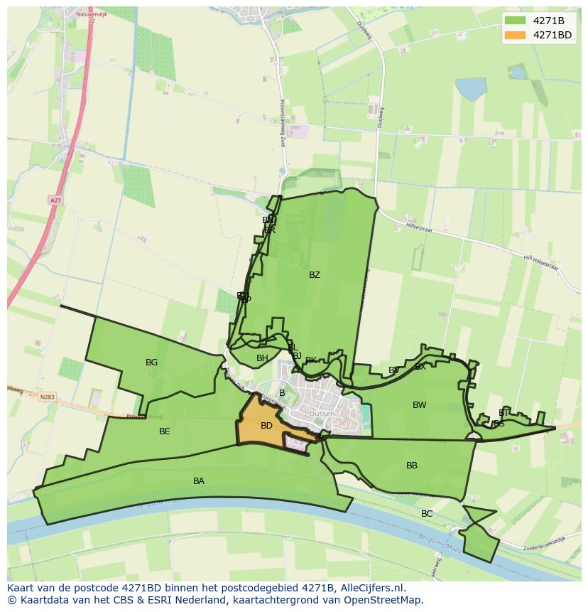 Afbeelding van het postcodegebied 4271 BD op de kaart.