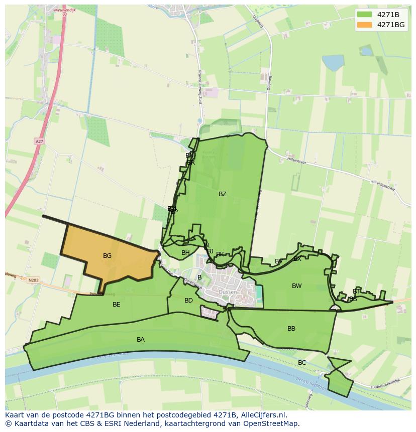 Afbeelding van het postcodegebied 4271 BG op de kaart.
