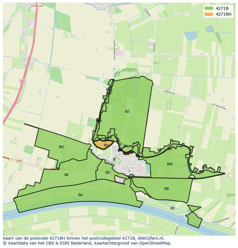 Afbeelding van het postcodegebied 4271 BH op de kaart.
