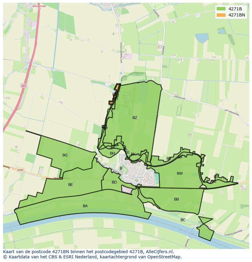 Afbeelding van het postcodegebied 4271 BN op de kaart.