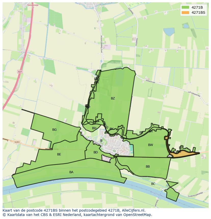 Afbeelding van het postcodegebied 4271 BS op de kaart.