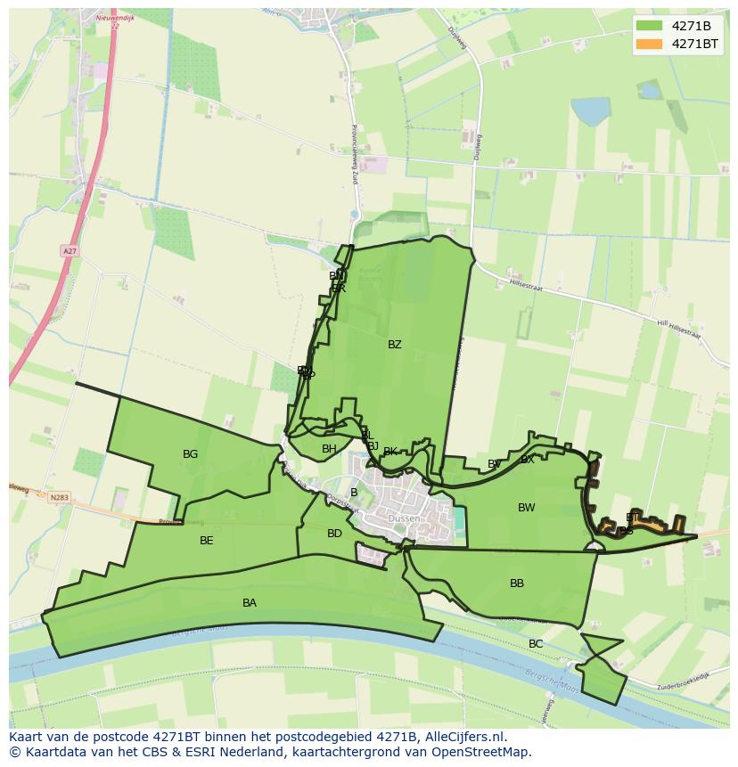 Afbeelding van het postcodegebied 4271 BT op de kaart.