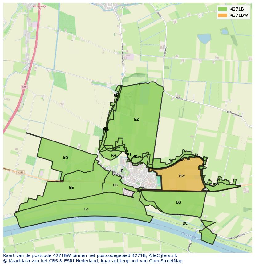 Afbeelding van het postcodegebied 4271 BW op de kaart.