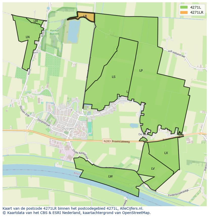 Afbeelding van het postcodegebied 4271 LR op de kaart.