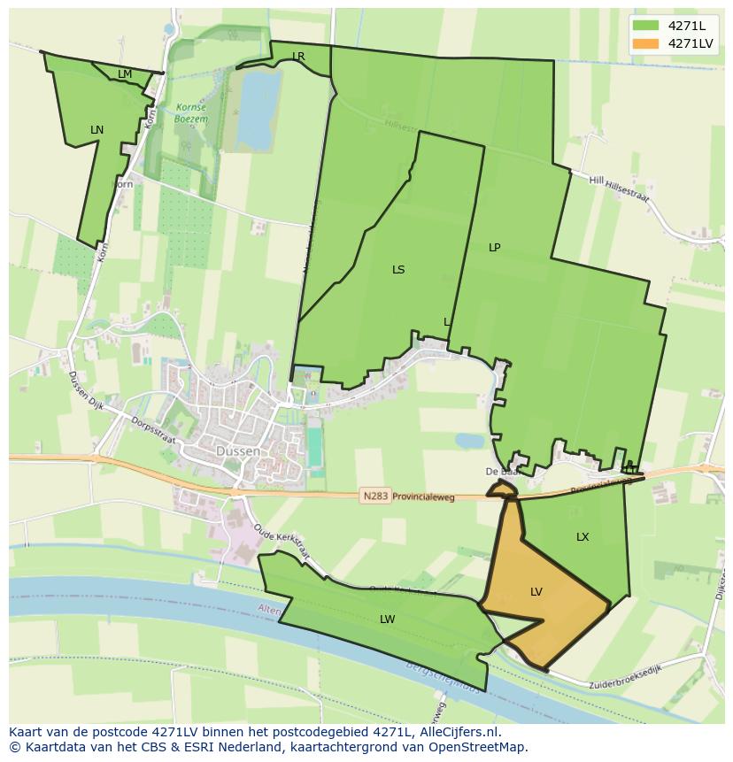 Afbeelding van het postcodegebied 4271 LV op de kaart.